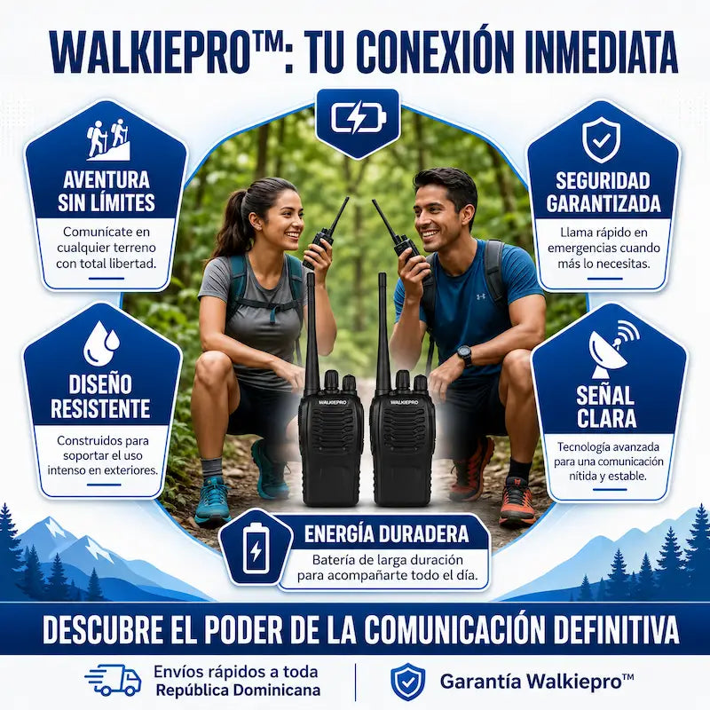 WalkiePro™ — Kit 2 Radios de Largo Alcance