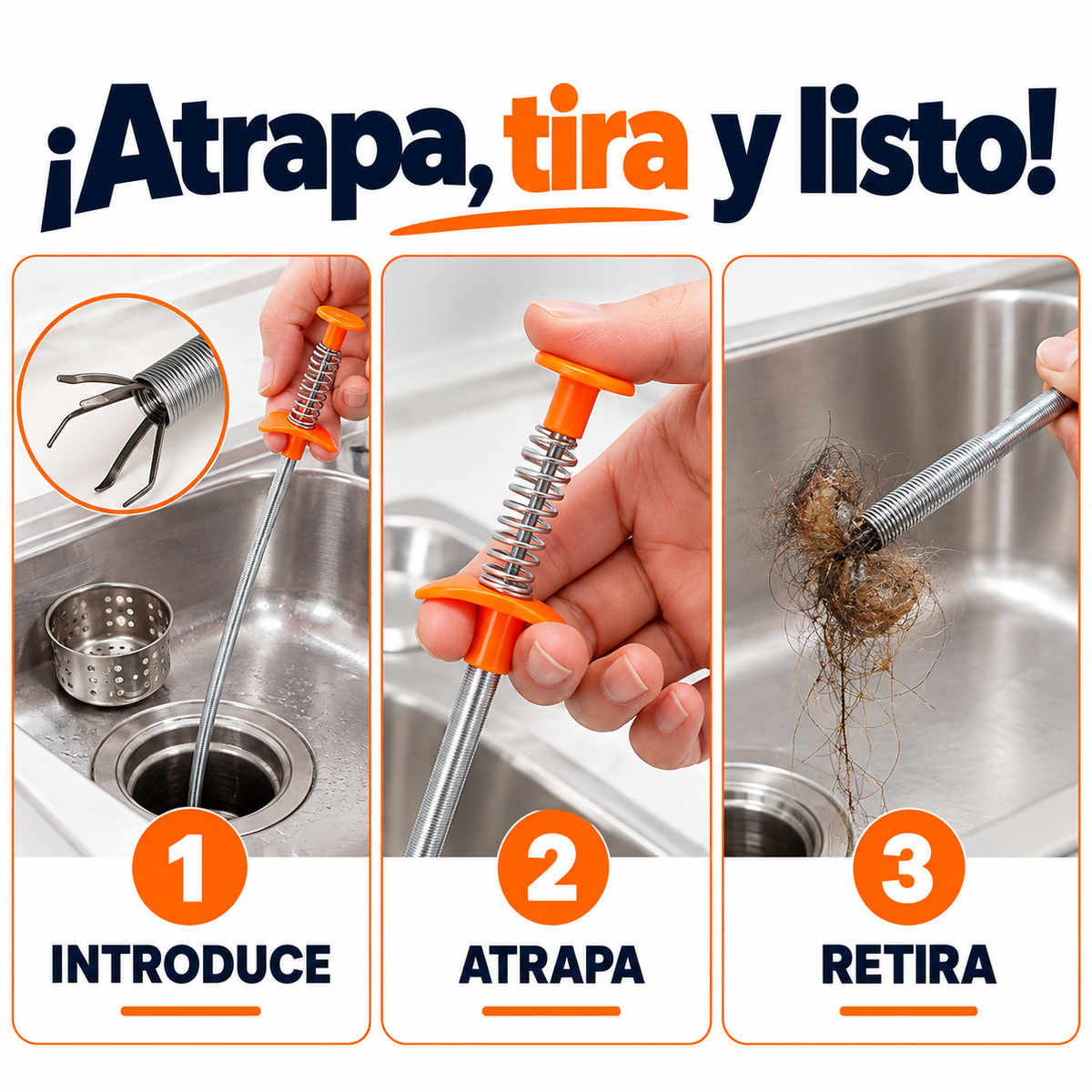 GarraFlex™ – Pinza Flexible Destapacañerías de 60 cm