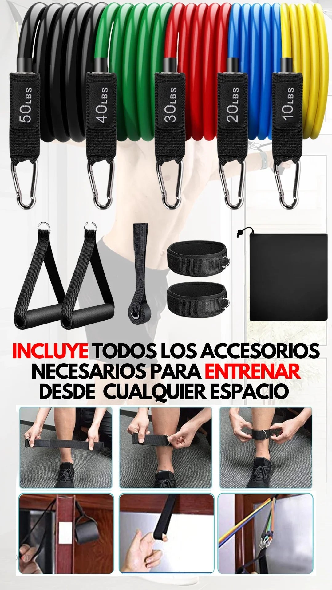 ResiBands™ – Set de 11 Piezas con 5 Bandas Ultra Resistentes de Fitness Pro 💪