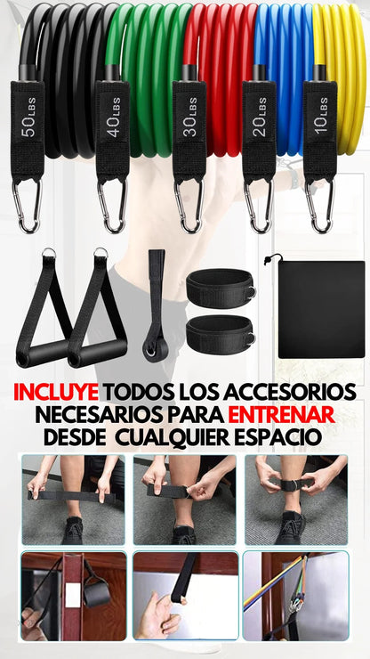 ResiBands™ – Set de 11 Piezas con 5 Bandas Ultra Resistentes de Fitness Pro 💪