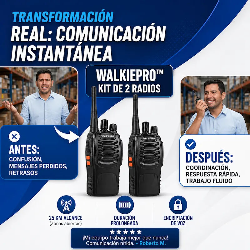 WalkiePro™ — Kit 2 Radios de Largo Alcance