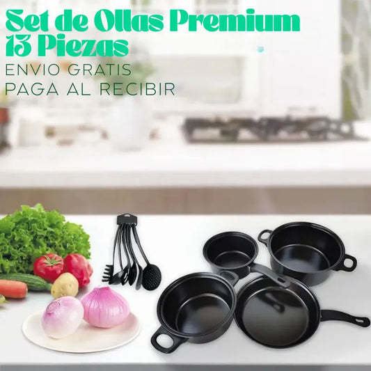 Set de Ollas Premium 13 Piezas – Elegancia, Resistencia y Comodidad en Tu Cocina
