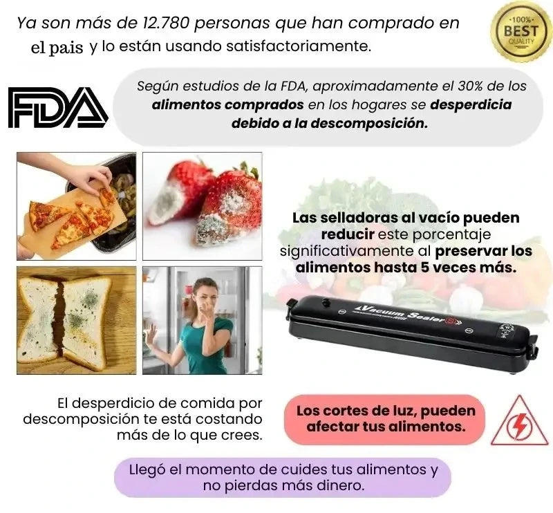 Sellador de Alimentos Automático Portátil – Conserva Frescura al Vacío en Segundos