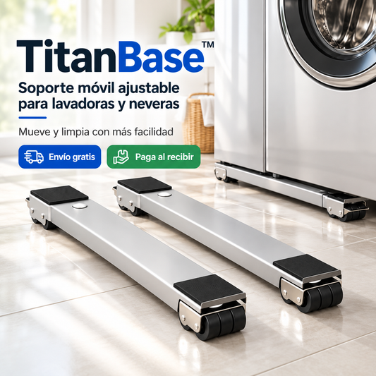 TitanBase™ – Soporte Móvil Ajustable para Lavadoras y Neveras