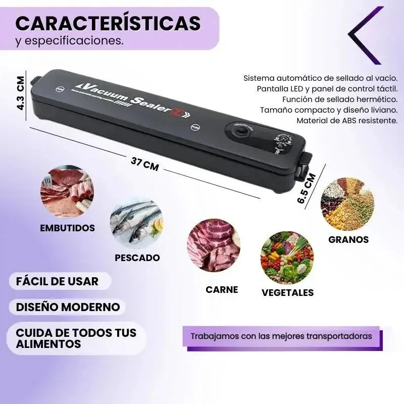 Sellador de Alimentos Automático Portátil – Conserva Frescura al Vacío en Segundos