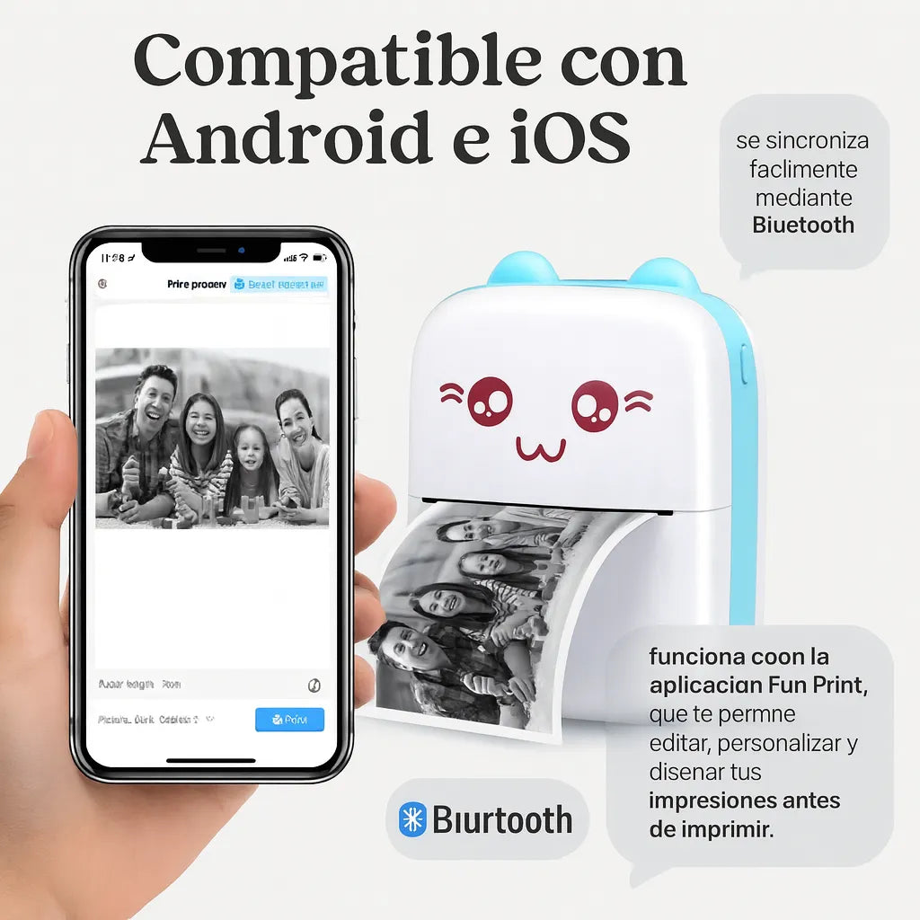 Mini Impresora Térmica Portátil Recargable Rosa o Celeste + ENVIO GRATIS ⭐⭐⭐⭐⭐