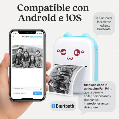 Mini Impresora Térmica Portátil Recargable Rosa o Celeste + ENVIO GRATIS ⭐⭐⭐⭐⭐