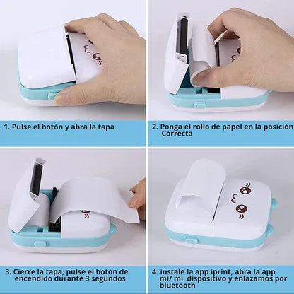 Mini Impresora Térmica Portátil Recargable Rosa o Celeste + ENVIO GRATIS ⭐⭐⭐⭐⭐
