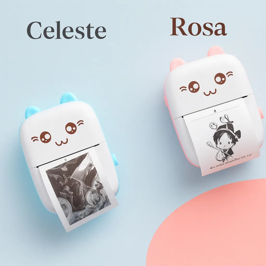 Mini Impresora Térmica Portátil Recargable Rosa o Celeste + ENVIO GRATIS ⭐⭐⭐⭐⭐