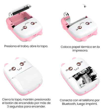 Mini Impresora Térmica Portátil Recargable Rosa o Celeste + ENVIO GRATIS ⭐⭐⭐⭐⭐