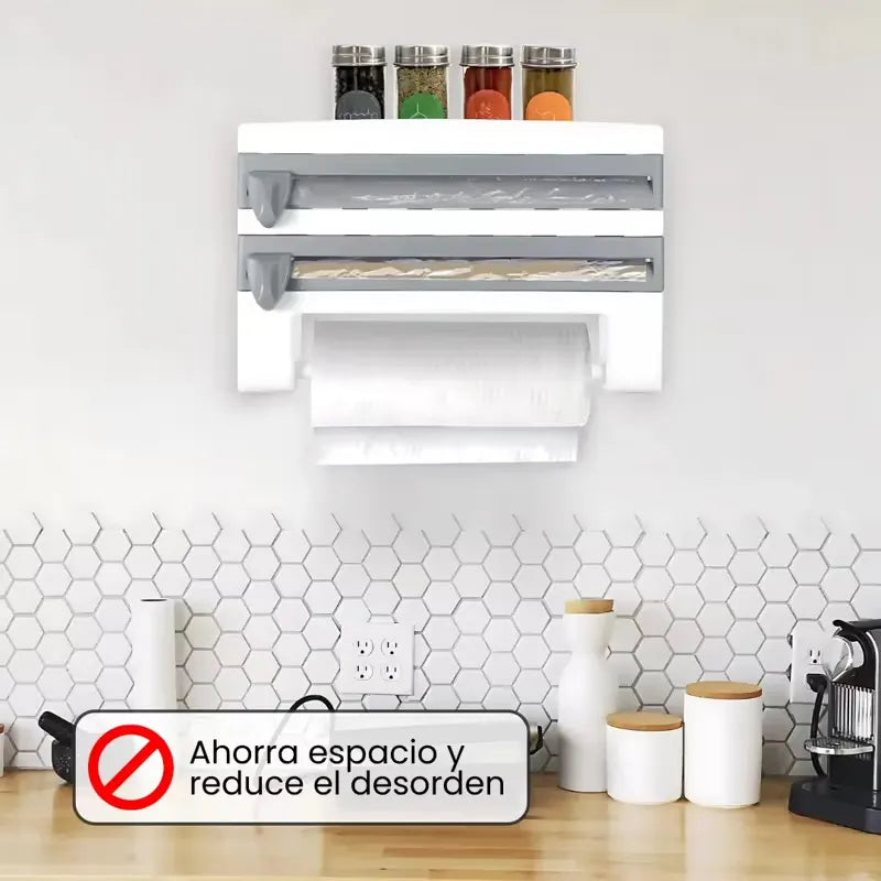 Dispensador de Cocina 4 en 1 de Pared – Film, Aluminio y Toalla
