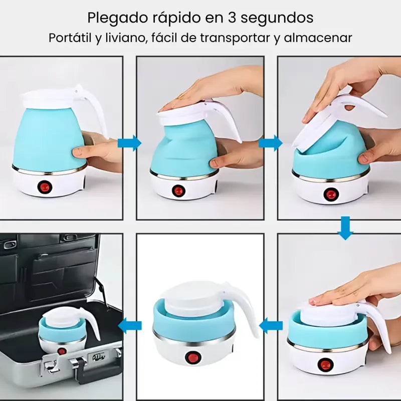 Hervidor Eléctrico Plegable de Viaje – Compacto, Rápido y Seguro (600 ml)