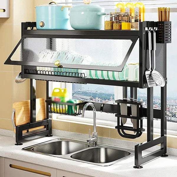 ESCURRIDOR ORGANIZADOR DE PLATOS CON TAPA